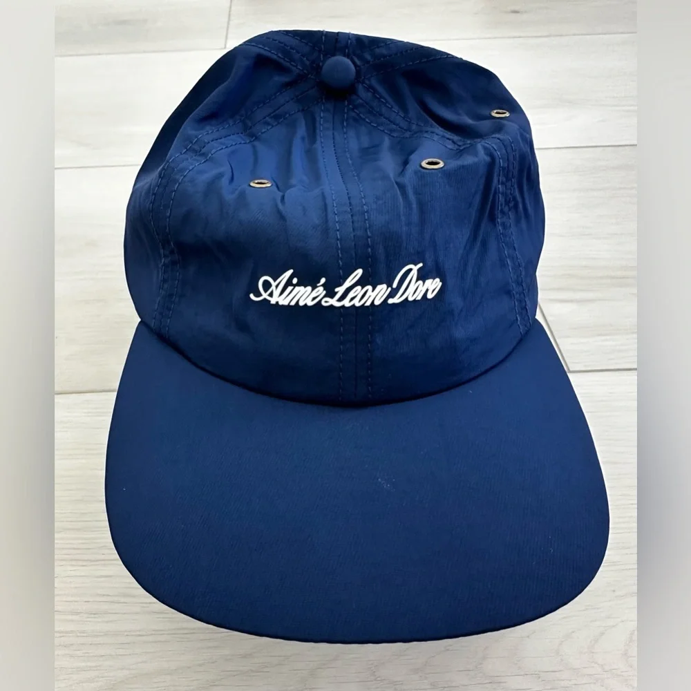 NEW AIME LEON DORE script sport nylon twill 6 panel hat cap navy